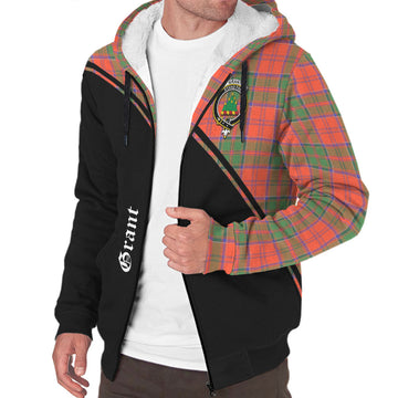 Grant Ancient Tartan Sherpa Hoodie with Family Crest Curve Style