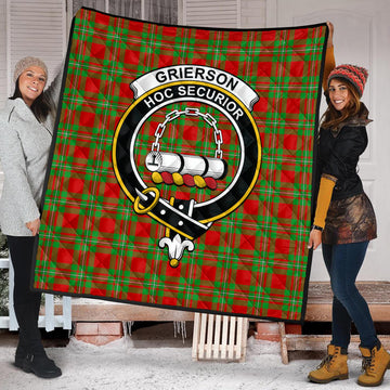 Grierson Tartan Quilt with Family Crest