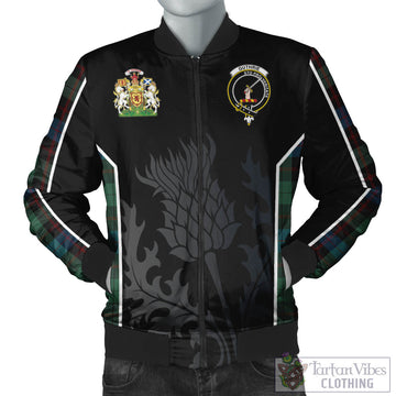 Guthrie Tartan Bomber Jacket with Family Crest and Scottish Thistle Vibes Sport Style