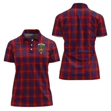 Hamilton Tartan Polo Shirt with Family Crest For Women