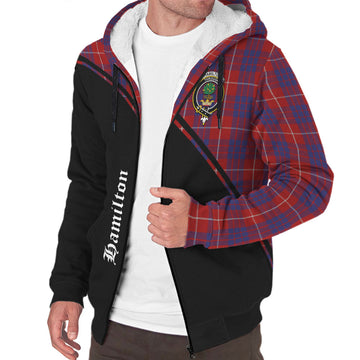 Hamilton Tartan Sherpa Hoodie with Family Crest Curve Style