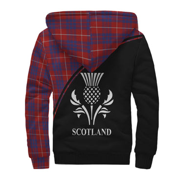 Hamilton Tartan Sherpa Hoodie with Family Crest Curve Style