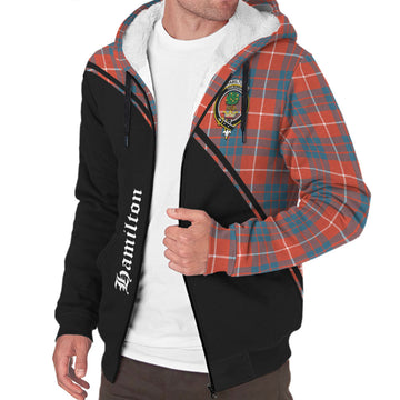 Hamilton Ancient Tartan Sherpa Hoodie with Family Crest Curve Style