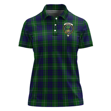 Hamilton Green Hunting Tartan Polo Shirt with Family Crest For Women