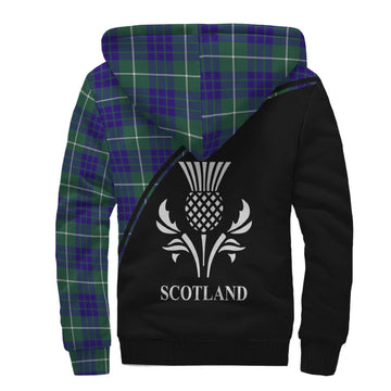 Hamilton Hunting Modern Tartan Sherpa Hoodie with Family Crest Curve Style