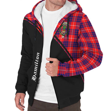 Hamilton Modern Tartan Sherpa Hoodie with Family Crest Curve Style
