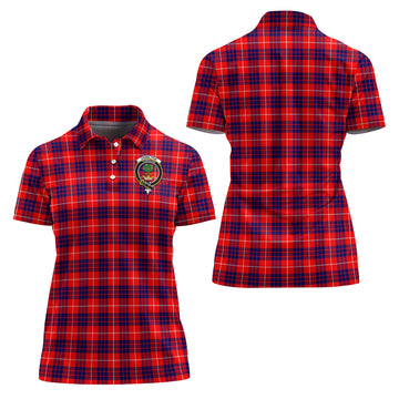 Hamilton Modern Tartan Polo Shirt with Family Crest For Women