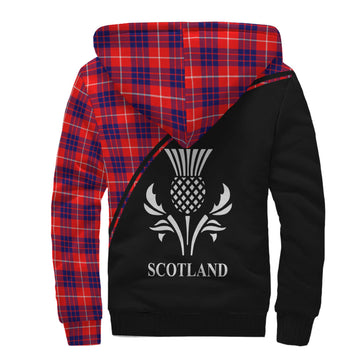 Hamilton Modern Tartan Sherpa Hoodie with Family Crest Curve Style