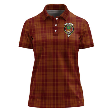 Hamilton Red Tartan Polo Shirt with Family Crest For Women
