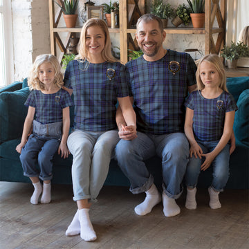 Hannay Blue Tartan T-Shirt with Family Crest