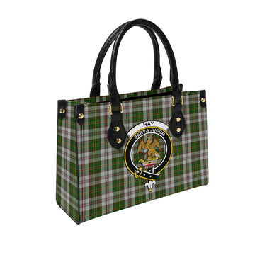 Hay White Dress Tartan Leather Bag with Family Crest