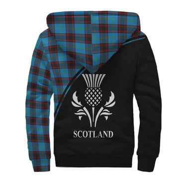 Home Ancient Tartan Sherpa Hoodie with Family Crest Curve Style