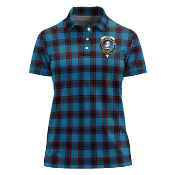 Home Ancient Tartan Polo Shirt with Family Crest For Women