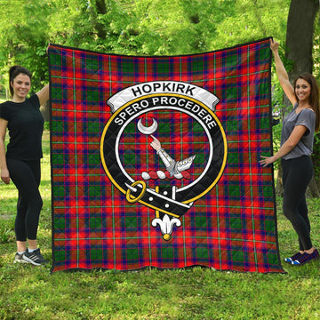 Hopkirk Tartan Quilt with Family Crest