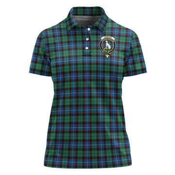 Hunter Ancient Tartan Polo Shirt with Family Crest For Women