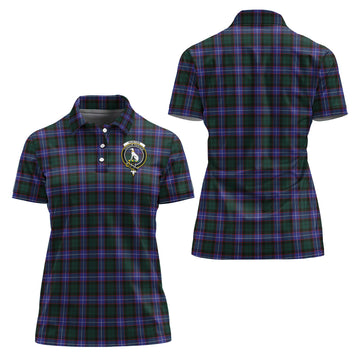 Hunter Modern Tartan Polo Shirt with Family Crest For Women