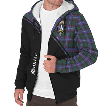 Hunter Modern Tartan Sherpa Hoodie with Family Crest Curve Style