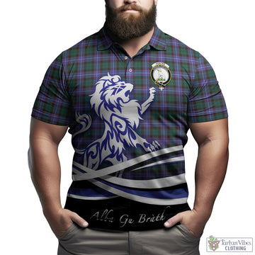 Hunter Modern Tartan Polo Shirt with Alba Gu Brath Regal Lion Emblem