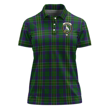Hunter of Hunterston Tartan Polo Shirt with Family Crest For Women