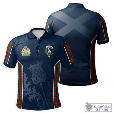 Hunter USA Tartan Men's Polo Shirt with Family Crest and Scottish Thistle Vibes Sport Style