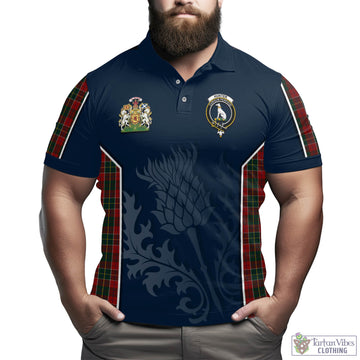 Hunter USA Tartan Men's Polo Shirt with Family Crest and Scottish Thistle Vibes Sport Style