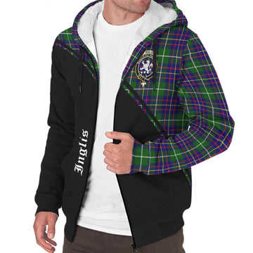 Inglis Modern Tartan Sherpa Hoodie with Family Crest Curve Style