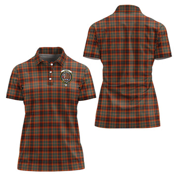 Innes Ancient Tartan Polo Shirt with Family Crest For Women