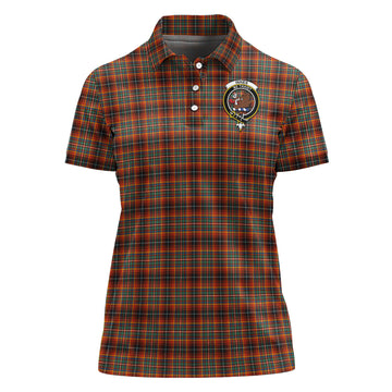 Innes Ancient Tartan Polo Shirt with Family Crest For Women