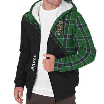 Innes Hunting Tartan Sherpa Hoodie with Family Crest Curve Style