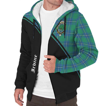 Irvine Ancient Tartan Sherpa Hoodie with Family Crest Curve Style