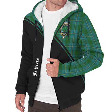 Irvine of Bonshaw Tartan Sherpa Hoodie with Family Crest Curve Style
