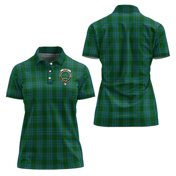 Irvine of Bonshaw Tartan Polo Shirt with Family Crest For Women