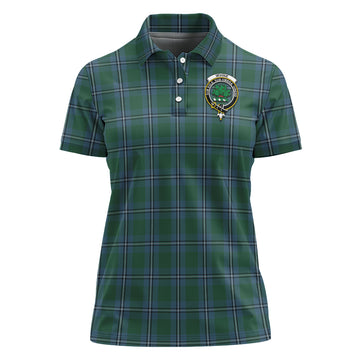Irvine of Drum Tartan Polo Shirt with Family Crest For Women