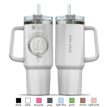 Johnstone Engraved Family Crest Tumbler with Handle