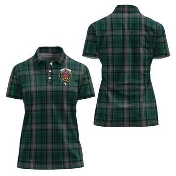 Kelly of Sleat Hunting Tartan Polo Shirt with Family Crest For Women