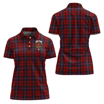 Kelly of Sleat Red Tartan Polo Shirt with Family Crest For Women