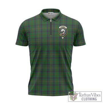 Kennedy Tartan Zipper Polo Shirt with Family Crest