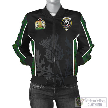 Kennedy Tartan Bomber Jacket with Family Crest and Scottish Thistle Vibes Sport Style