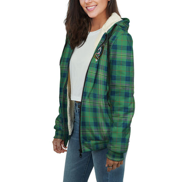 Kennedy Ancient Tartan Sherpa Hoodie with Family Crest