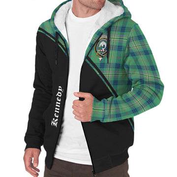 Kennedy Ancient Tartan Sherpa Hoodie with Family Crest Curve Style