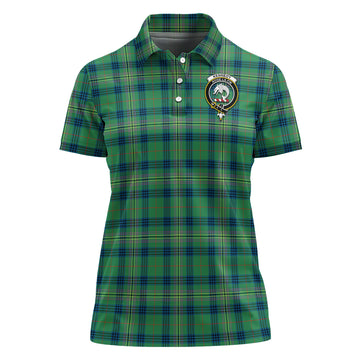 Kennedy Ancient Tartan Polo Shirt with Family Crest For Women