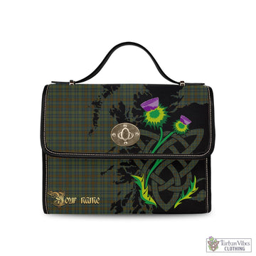 Kerry County Ireland Tartan Waterproof Canvas Bag with Scotland Map and Thistle Celtic Accents