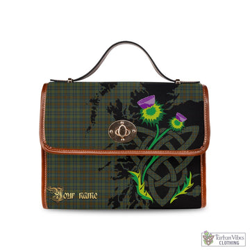 Kerry County Ireland Tartan Waterproof Canvas Bag with Scotland Map and Thistle Celtic Accents