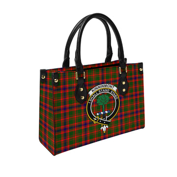 Kinninmont Tartan Leather Bag with Family Crest