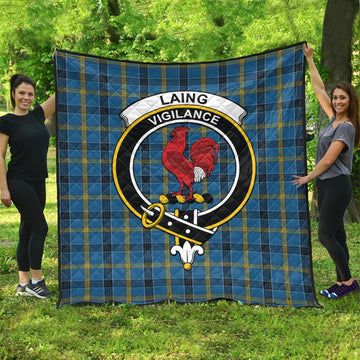 Laing Tartan Quilt with Family Crest