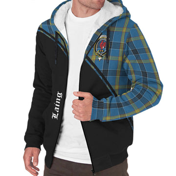 Laing Tartan Sherpa Hoodie with Family Crest Curve Style