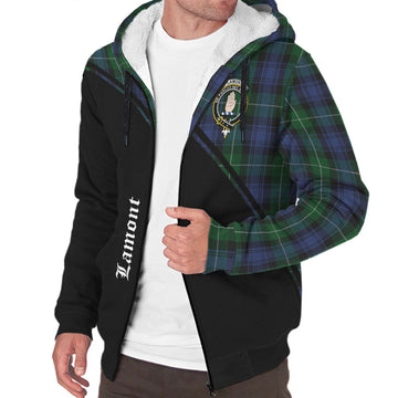 Lamont #2 Tartan Sherpa Hoodie with Family Crest Curve Style