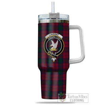 Lindsay Tartan and Family Crest Tumbler with Handle