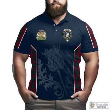 Lindsay Tartan Men's Polo Shirt with Family Crest and Scottish Thistle Vibes Sport Style
