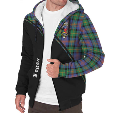 Logan Ancient Tartan Sherpa Hoodie with Family Crest Curve Style